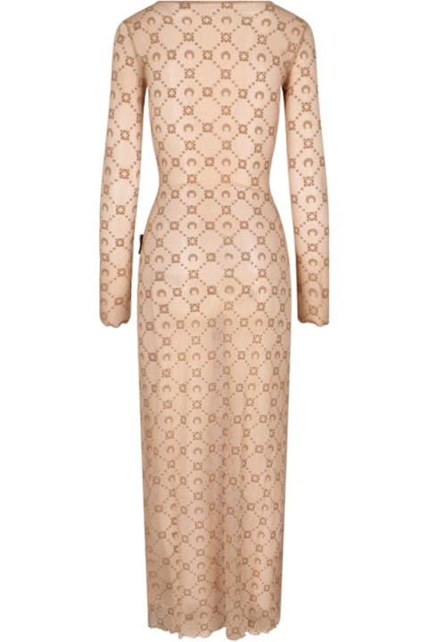 Marine Serre Dresses for Women Marine Serre Moonogram Mesh Flock Long Dress