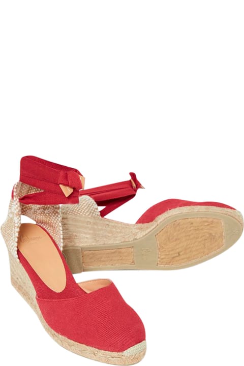 Wedges for Women Castañer Red Espadrillas With Wedge Heel In Cotton Woman