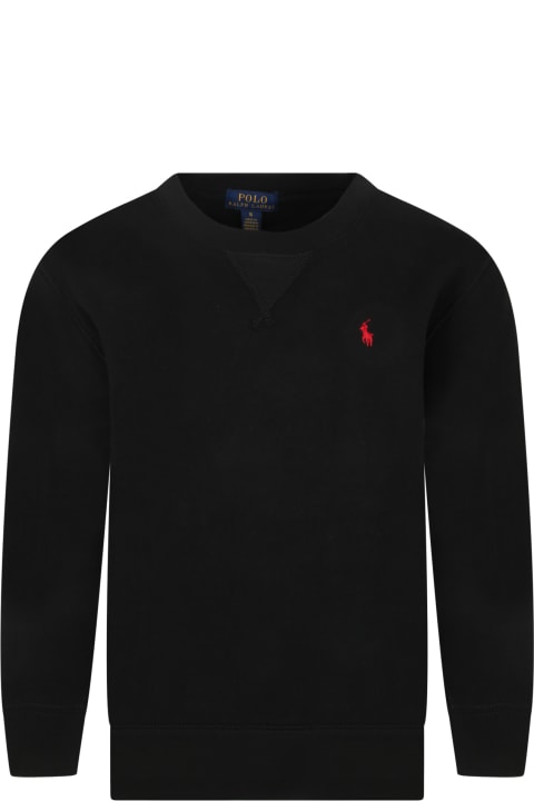 أدوات منزلية Ralph Lauren Black Sweatshirt For Boy With Pony Logo
