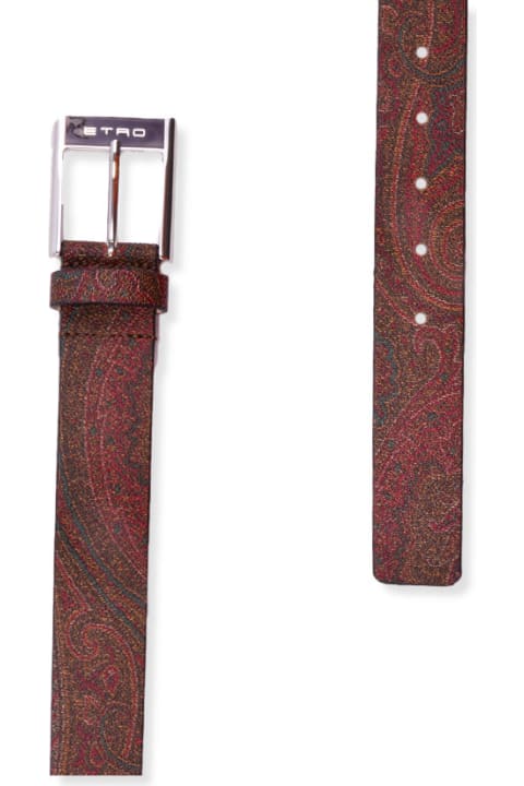 Belts for Men Etro Reversible Paisley Leather Belt