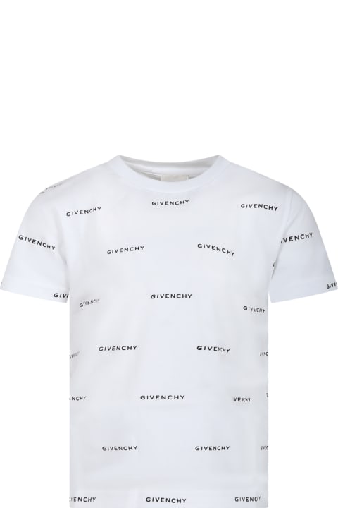 Givenchyのボーイズ Givenchy White T-shirt For Boy With All-over Logo