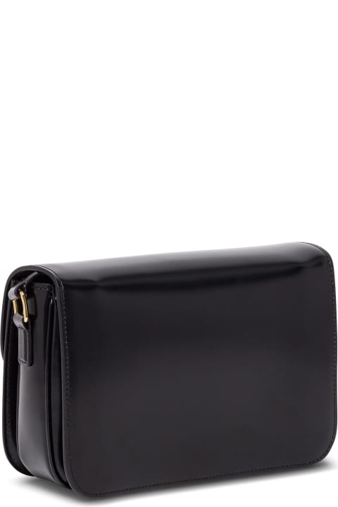 Homeware Celine Triomphe Shiny Black Leather Crossbody Bag