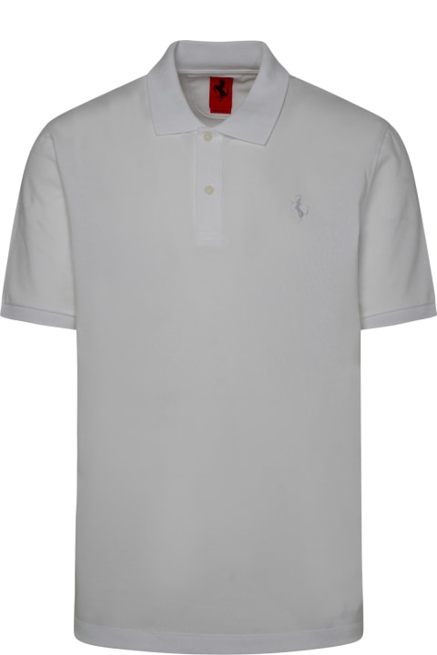 Ferrari Clothing for Men Ferrari White Cotton Blend Polo Shirt