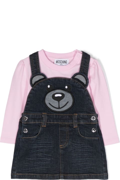 Sale for Baby Girls Moschino Dress With Teddy Bear Motif