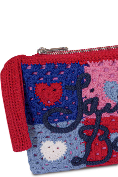Luggage for Men MC2 Saint Barth Parisienne Crochet Pouch Bag With Heart Embroidery