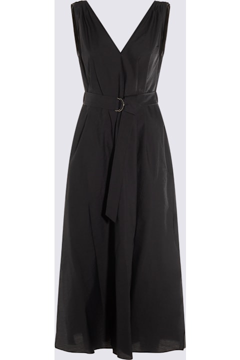 Brunello Cucinelli for Kids Brunello Cucinelli Dark Blue Cotton Midi Dress