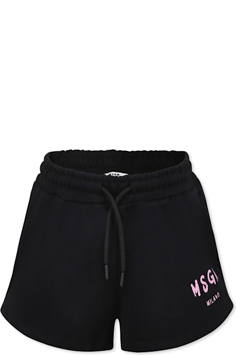 Homeware MSGM Black Shorts For Girl With Logo