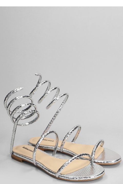Lola Cruz Sandals for Women Lola Cruz Greta Flat Flats In Silver Leather