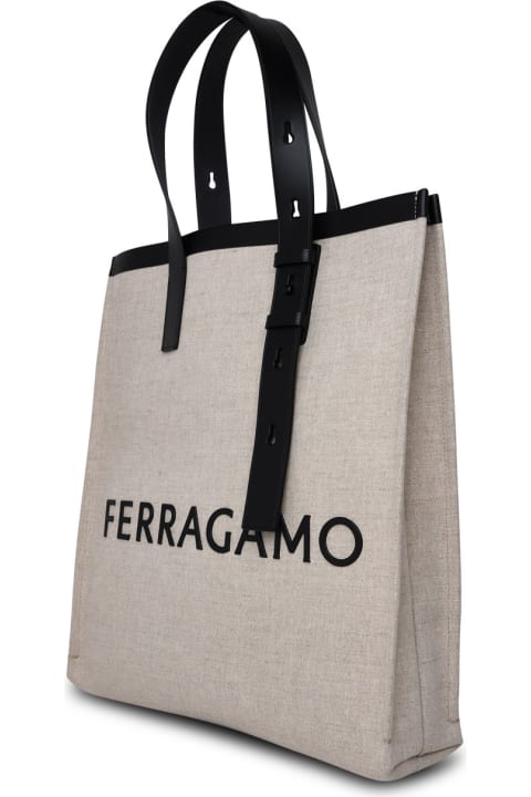 Ferragamo Totes for Men Ferragamo Beige Canvas Bag
