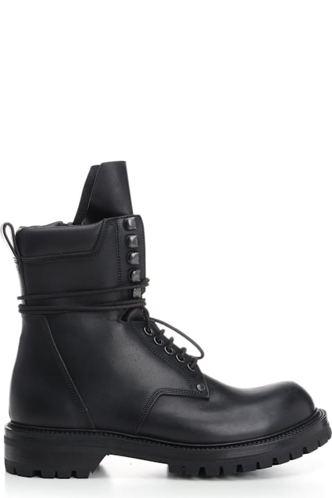 Rick Owens Boots for Men Rick Owens Black Leather Army Boots