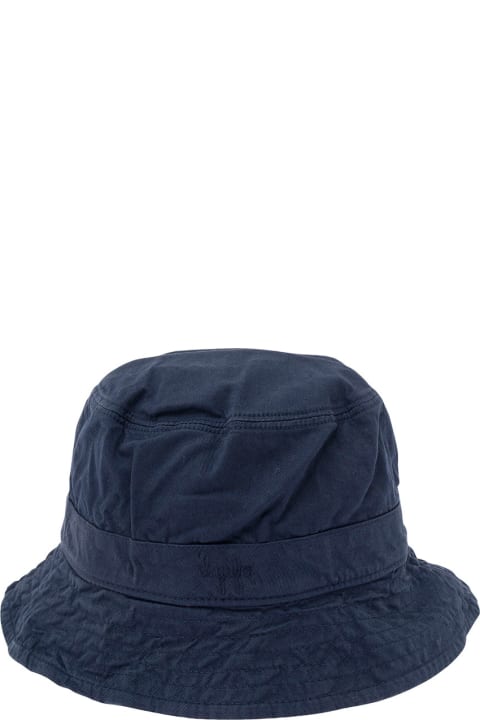 ボーイズ Il Gufoのアクセサリー＆ギフト Il Gufo Blue Bucket Hat With Logo Embroidery In Stretch Cotton Boy