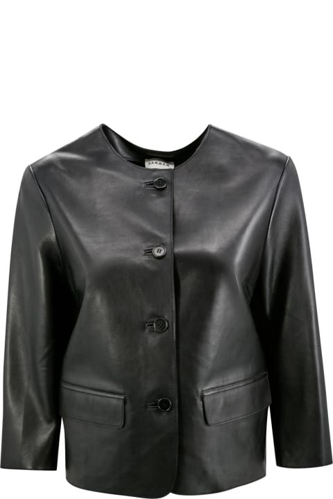 Parosh for Women Parosh Cropped Button-up Leather Jacket