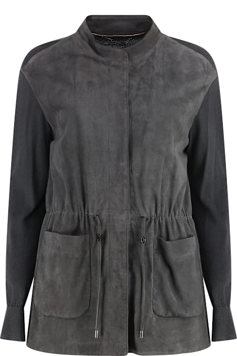 Homeware Moorer Cardigan With Suede Frontal Panel