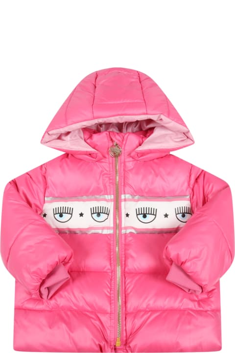 Fuchsia Jacket For Baby Girl With Iconic Flirting Eyes