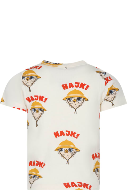 Mini Rodini T-Shirts & Polo Shirts for Boys Mini Rodini Ivory T-shirt For Kids With Owl