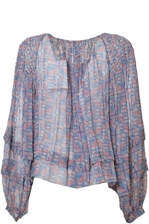 Topwear Sale for Women Isabel Marant Floral-printed Tie-neck Layered Blouse
