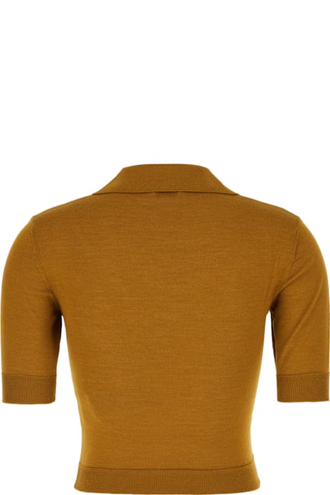 Saint Laurent ملابس علوية لـ السيدات Saint Laurent Mud Wool Blend Polo Shirt