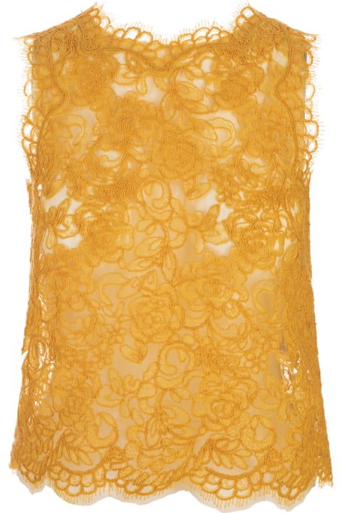 Fashion for Women Ermanno Scervino Sleeveless Top In Yellow-orange Floral Lace