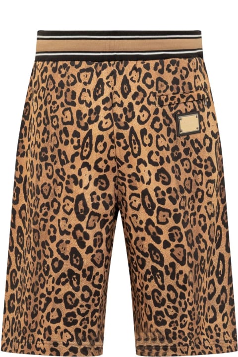 Cheetah-printed Drawstring Track Shorts