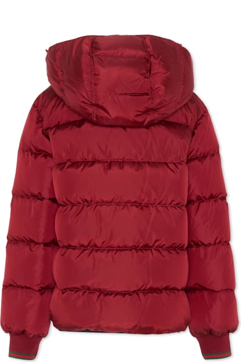 Homeware Gucci Red Down Jacket For Kids With Web Detail