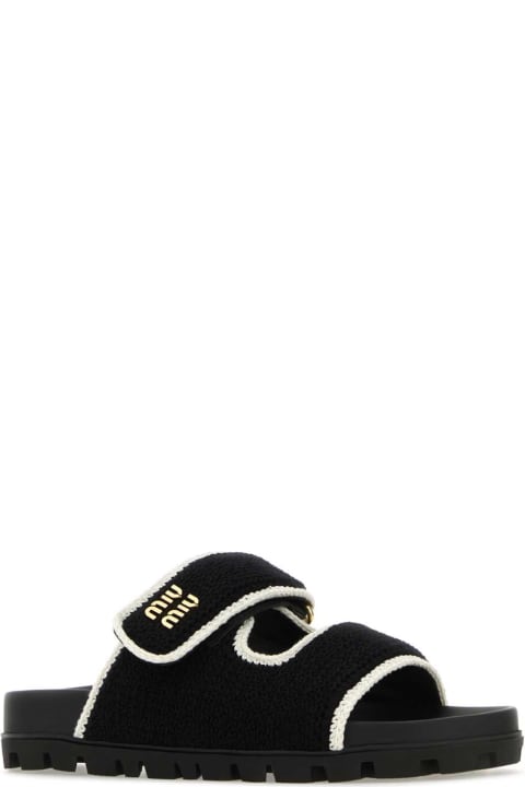 Miu Miu Sandals for Women Miu Miu Black Crochet Slippers