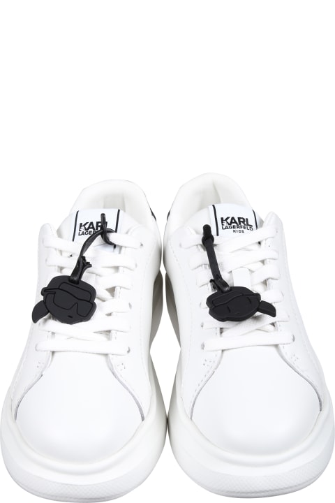 Karl Lagerfeld Kids Karl Lagerfeld Kids White Sneakers For Kids With Logo