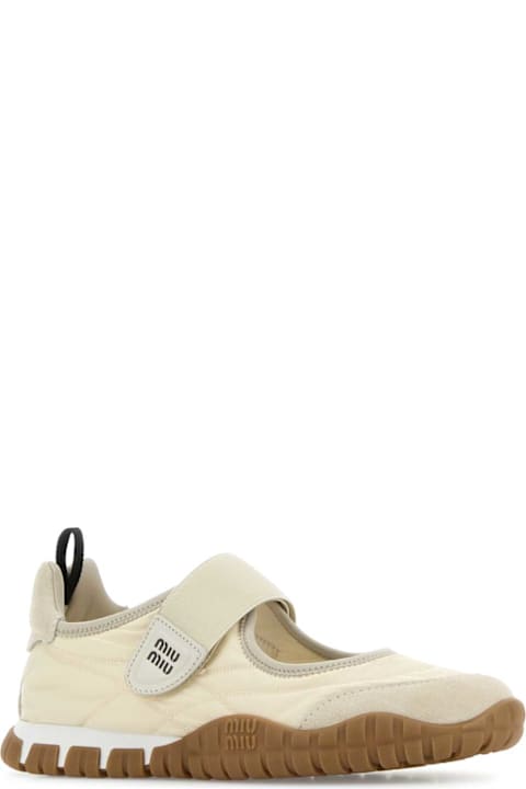 Miu Miu Sand Fabric Tyre Ballerinas