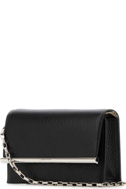 Homeware Alexander McQueen Black Leather Mini Cross-bar Clutch