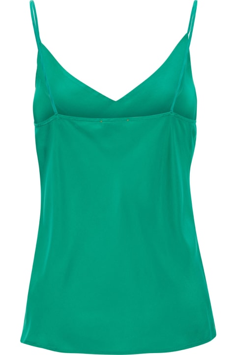 Forte_Forte for Women Forte_Forte Green Top With Spaghetti Straps And V Neckline In Stretch Silk Woman