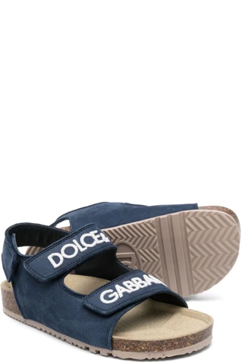 Dolce & Gabbana Shoes for Baby Boys Dolce & Gabbana Blue Nubuck Sandals With Logo