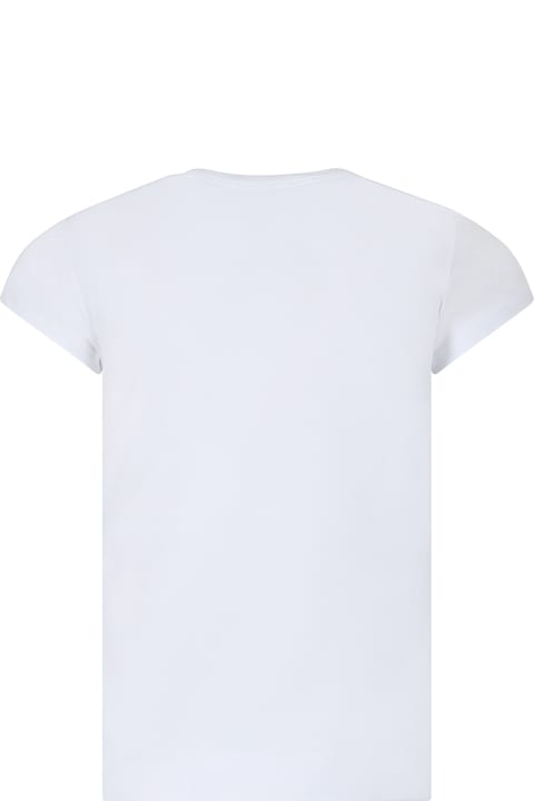 Monnalisa for Kids Monnalisa White T-shirt For Girl With Strawberry Print