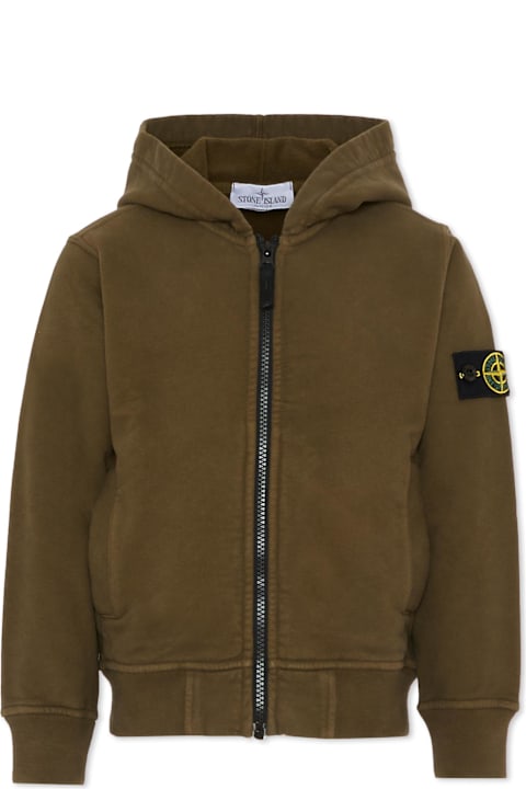 Homeware Stone Island Junior Green Sweatshirt For Boy With Compass