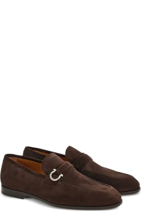 Ferragamo Shoes for Men Ferragamo Brown Suede Leather Loafer