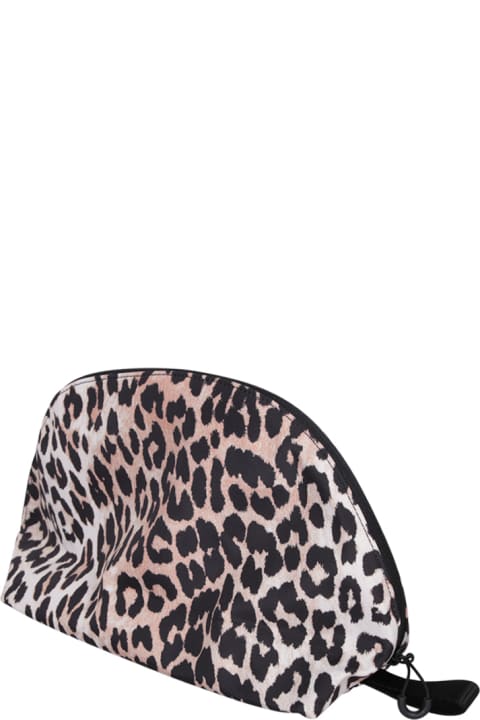 Ganni Bags for Women Ganni Clutch Leopard Large