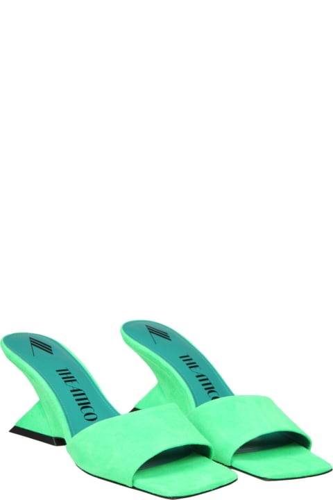 Shoes for Women The Attico Fluo Green Suede Cheope Mules