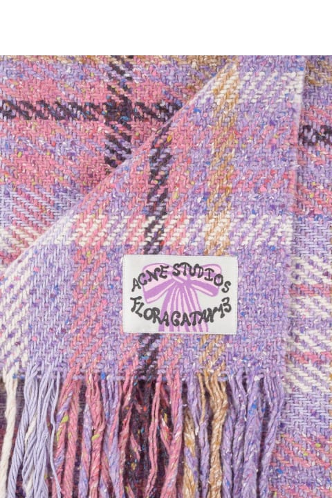 Acne Studios Scarves for Women Acne Studios Checked Fringed Edge Scarf