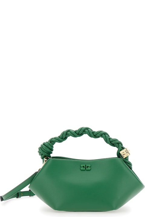Homeware Ganni 
ganni Bou Mini
 Green Handbag With Butterfly Logo And Braided Handle In Leather Woman