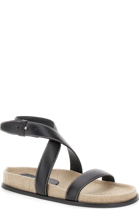 Totême Women Totême 'the Chunky' Black Sandals With Straps In Leather Woman