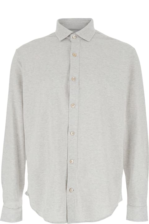 Eleventy Shirts for Men Eleventy Grey Shirt With Classic Collar In Cotton Man