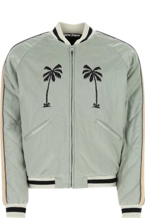 Palm Angels for Men Palm Angels Sage Green Cupro Padded Bomber Jacket