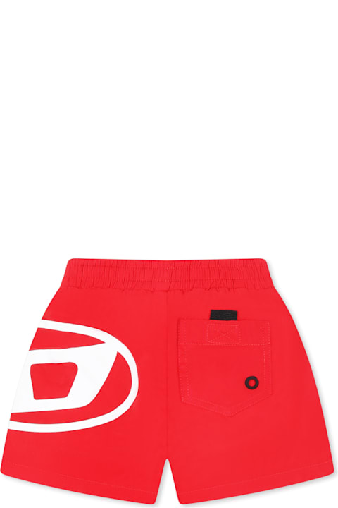 Homeware Diesel Red Swim Short For Baby Boy With Logo