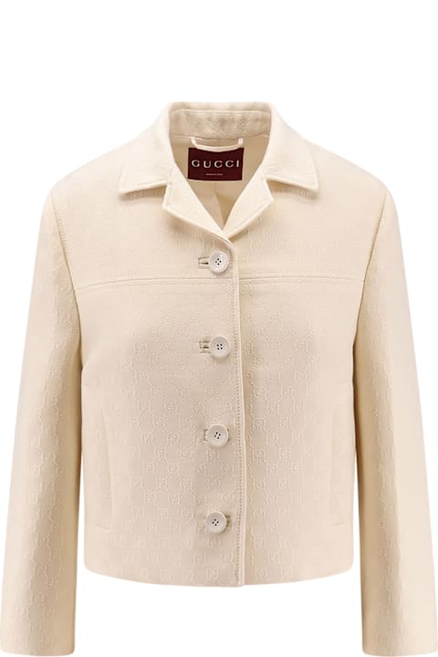 Coats & Jackets for Women Gucci Wool And Silk Blazer With All-over Gg Motif