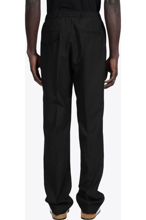 Double Pleated Trs W/elasticated Waist Relaxed Fit Black double pleated tailored pant - Jez