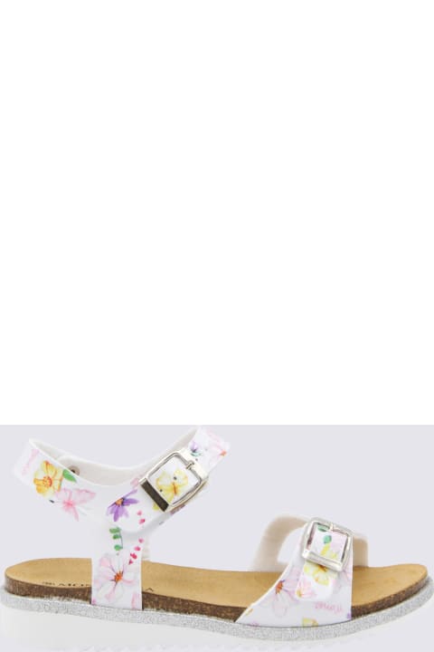 Shoes for Girls Monnalisa White And Multicolour Leather Sandals
