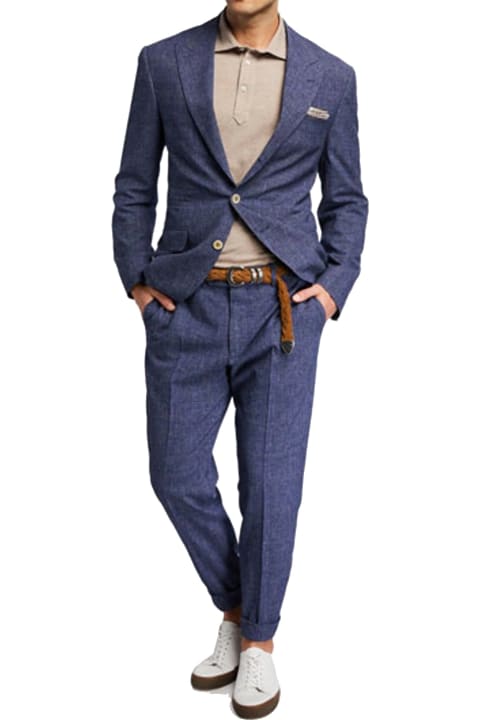 Brunello Cucinelli Clothing for Men Brunello Cucinelli Blue Wool Suit