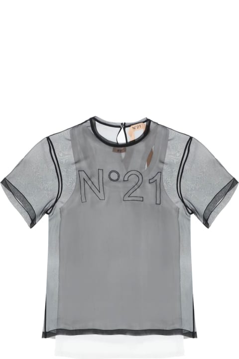 ウィメンズ新着アイテム N.21 Georgette T-shirt With Logo