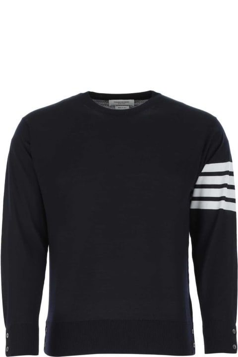 Thom Browne for Men Thom Browne Navy Blue Wool Sweater