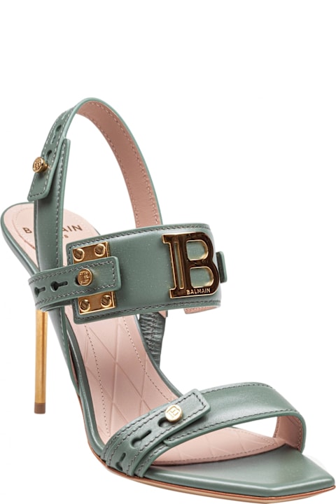 Balmain Sandals for Women Balmain Balmain Leather Sandal Color Green