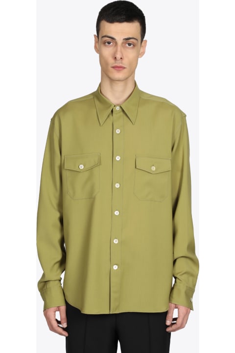 Camicia Over Shirt Pistacho green wool shirt with long sleeves