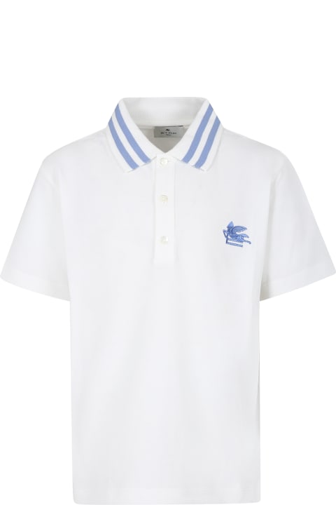 Topwear for Boys Etro Ivory Polo Shirt For Boy With Pegasus